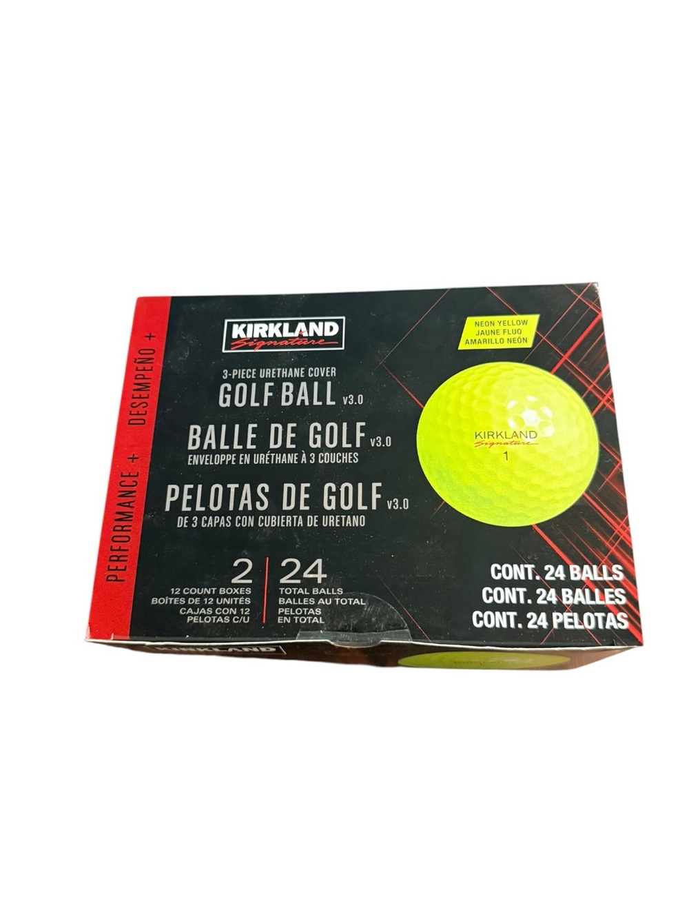 Kirkland Signature Black & Red Golf Ball Pack Box